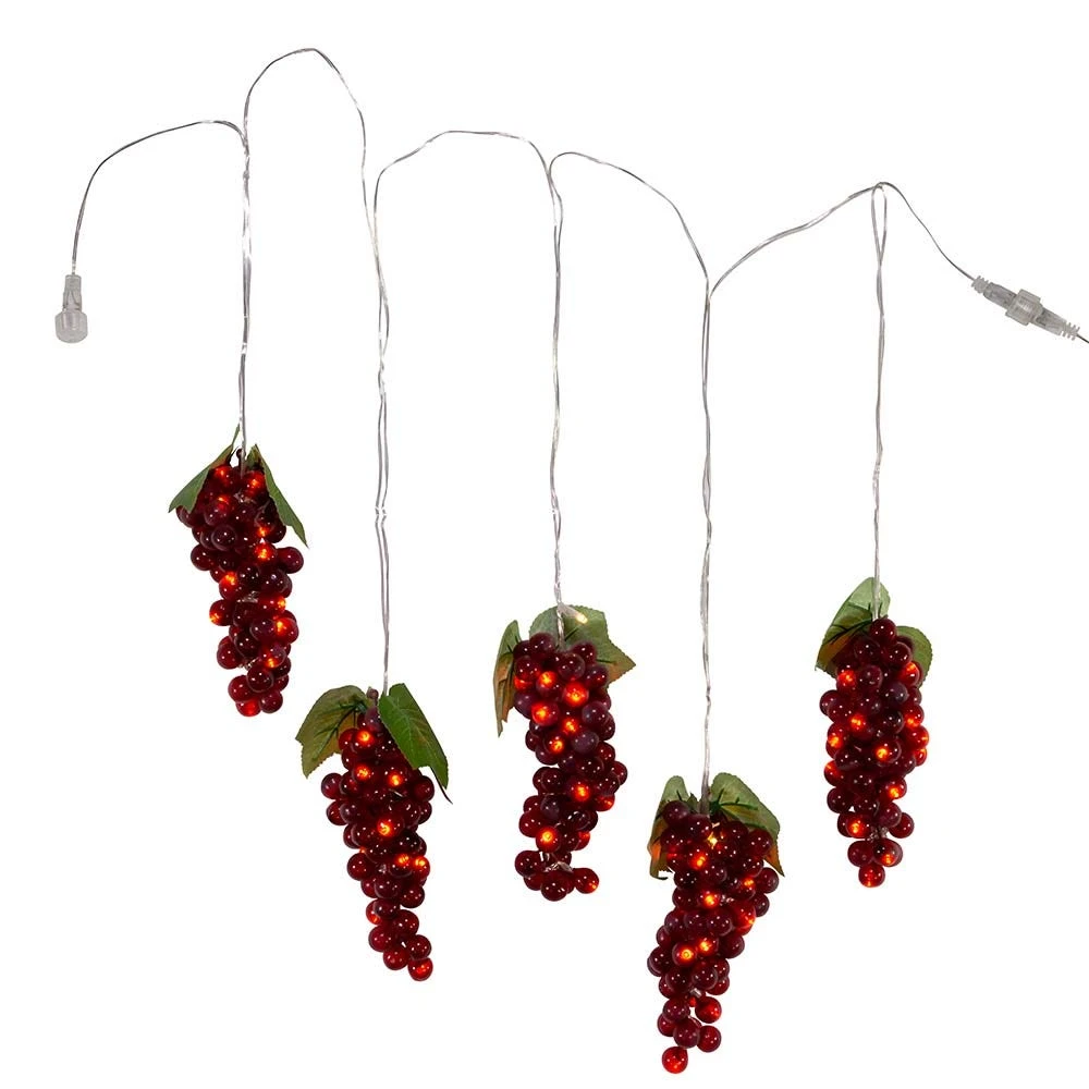 Kurt Adler 100-Light Burgundy LED Grape Light Set With 5 Grape Bunches - Image 4