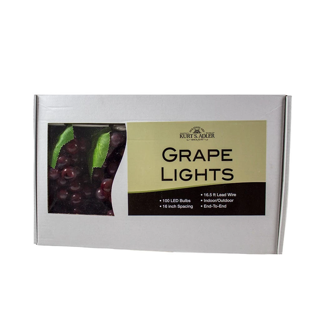 Kurt Adler 100-Light Burgundy LED Grape Light Set With 5 Grape Bunches - Image 5