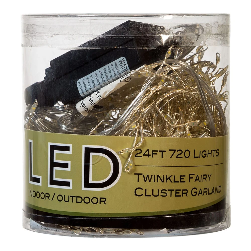 Kurt Adler 24-Foot 720-Light Warm White Twinkle LED Fairy Cluster Garland - Image 6