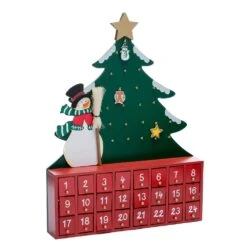 Kurt Adler Wooden Snowman With Tree Advent Calendar