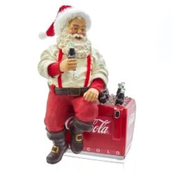 Kurt Adler 10.5-Inch Coca-Cola® Santa Sitting On Cooler Table Piece