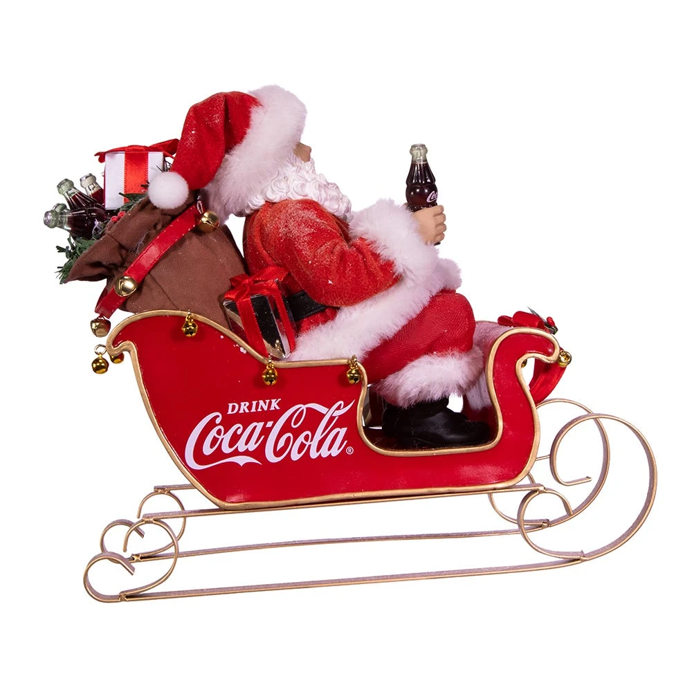 Kurt Adler 10-Inch Coca-Cola Santa In Sleigh Table Piece - Image 2