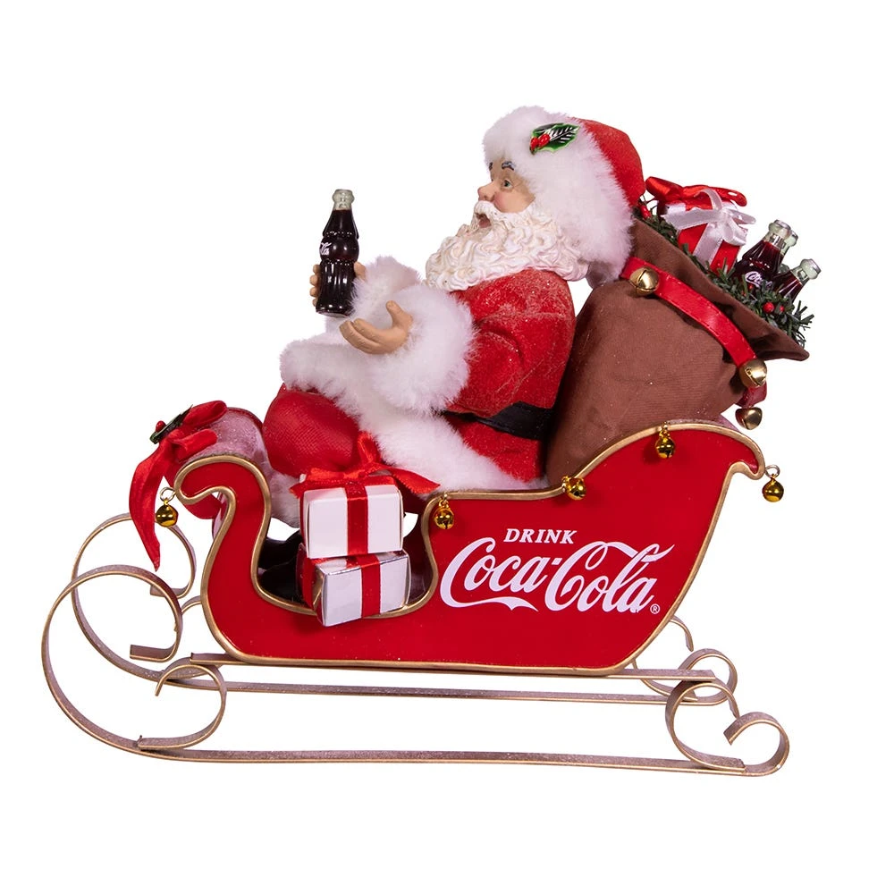 Kurt Adler 10-Inch Coca-Cola Santa In Sleigh Table Piece - Image 3