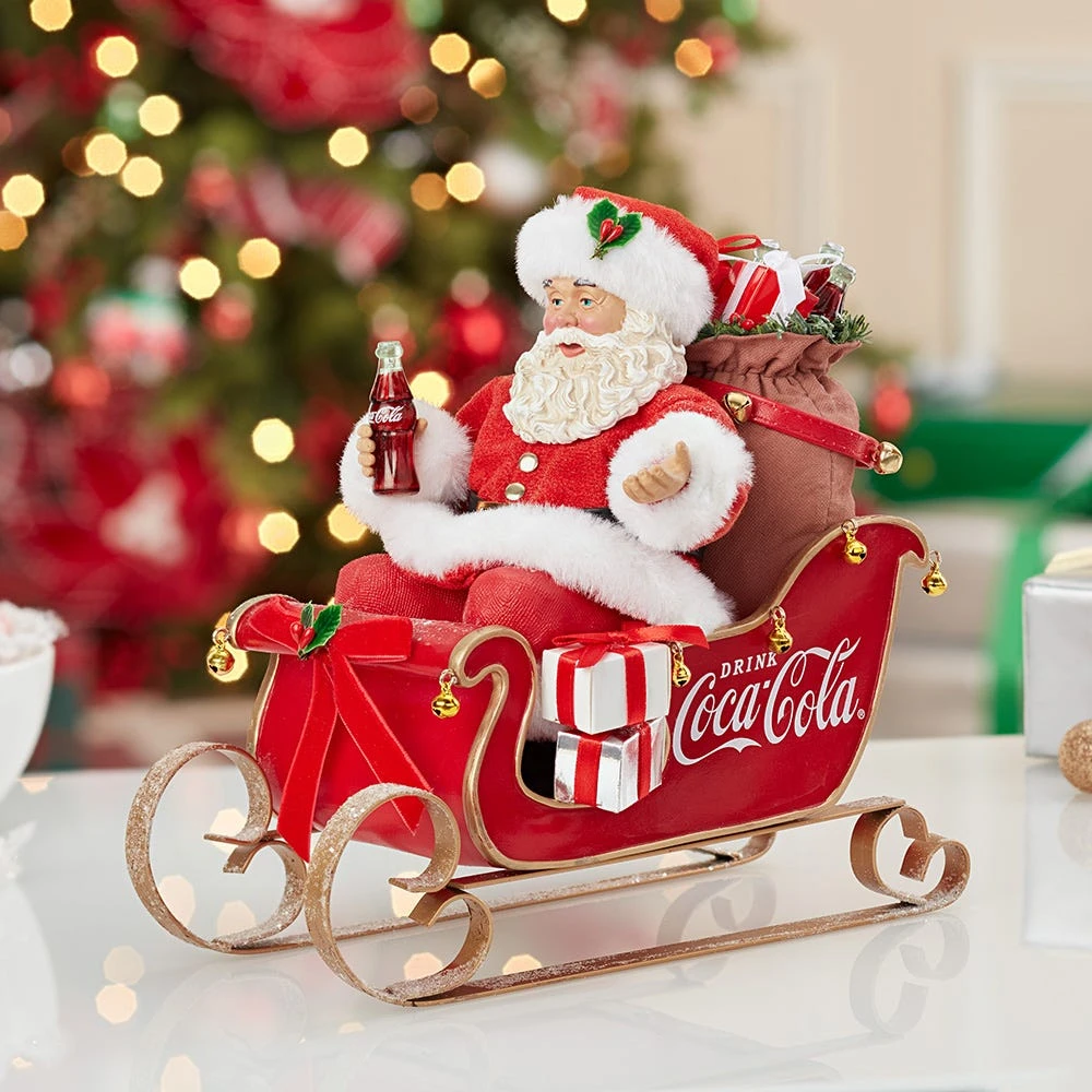 Kurt Adler 10-Inch Coca-Cola Santa In Sleigh Table Piece - Image 8