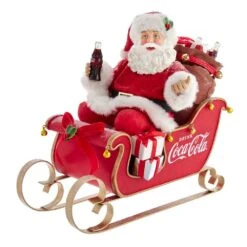 Kurt Adler 10-Inch Coca-Cola Santa In Sleigh Table Piece