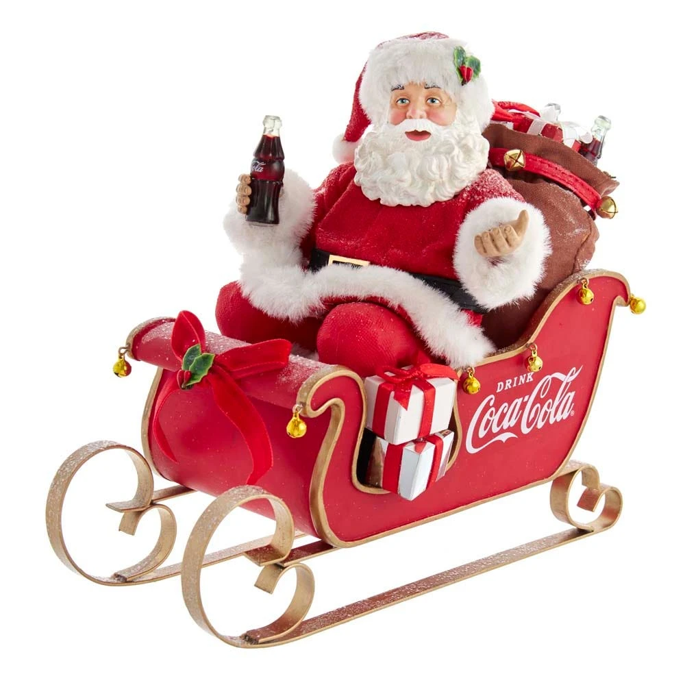Kurt Adler 10-Inch Coca-Cola Santa In Sleigh Table Piece