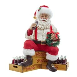 Kurt Adler 9-Inch Coca-Cola Santa Sitting On Crates