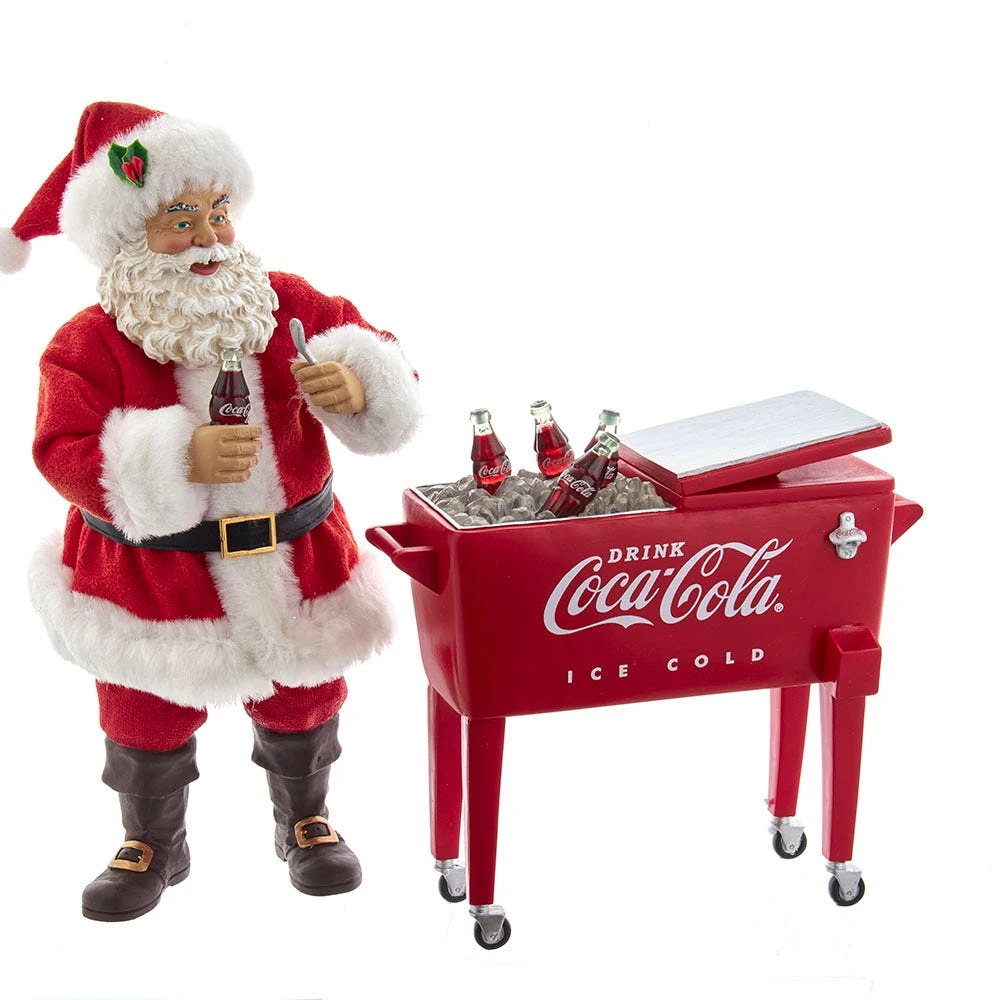 Kurt Adler Coke Santa With Table Cooler, 2 Piece Set