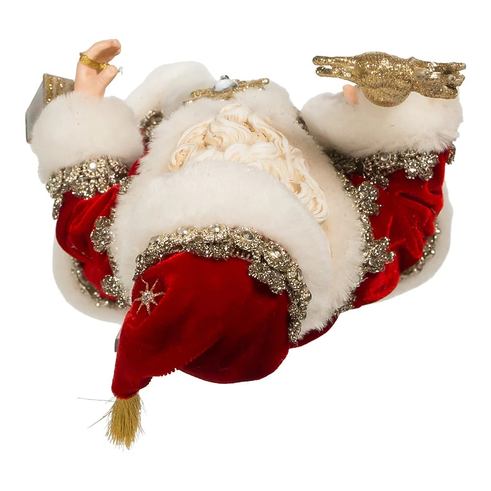 Kurt Adler 10.5-Inch Fabriché Regal Red Santa Table Piece - Image 5