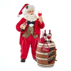 Kurt Adler 10.5-Inch Fabriché Wine Tasting Santa, 2 Piece Set