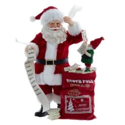 Kurt Adler 10.5-Inch Fabriché Santa With Mail And Elf