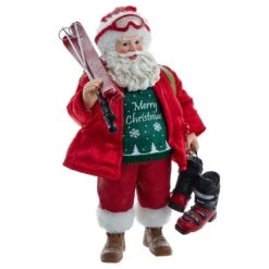 Kurt Adler 10.5-Inch Fabriché Santa With Skis