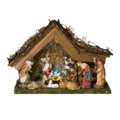 Kurt Adler 9.5-Inch Musical LED Nativity Set With Figures And Stable