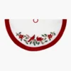 Kurt Adler 48-Inch Velvet Red And White With Cardinals Applique Tree Skirt