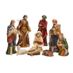 Kurt Adler 9-Inch Porcelain Nativity Figures Tablepiece Set Of 9