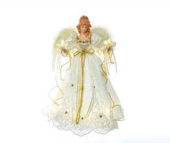 Kurt Adler 14-Inch Battery-Operated Ivory And Gold LED Angel Treetop