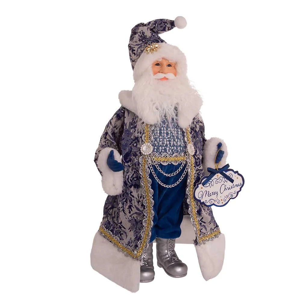 Kurt Adler 18-Inch Blue Santa Holding Oversized "Merry Christmas" Sign Table Piece - Image 2