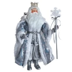 Kurt Adler 21-Inch Silver, White And Lavender Blue Standing Santa