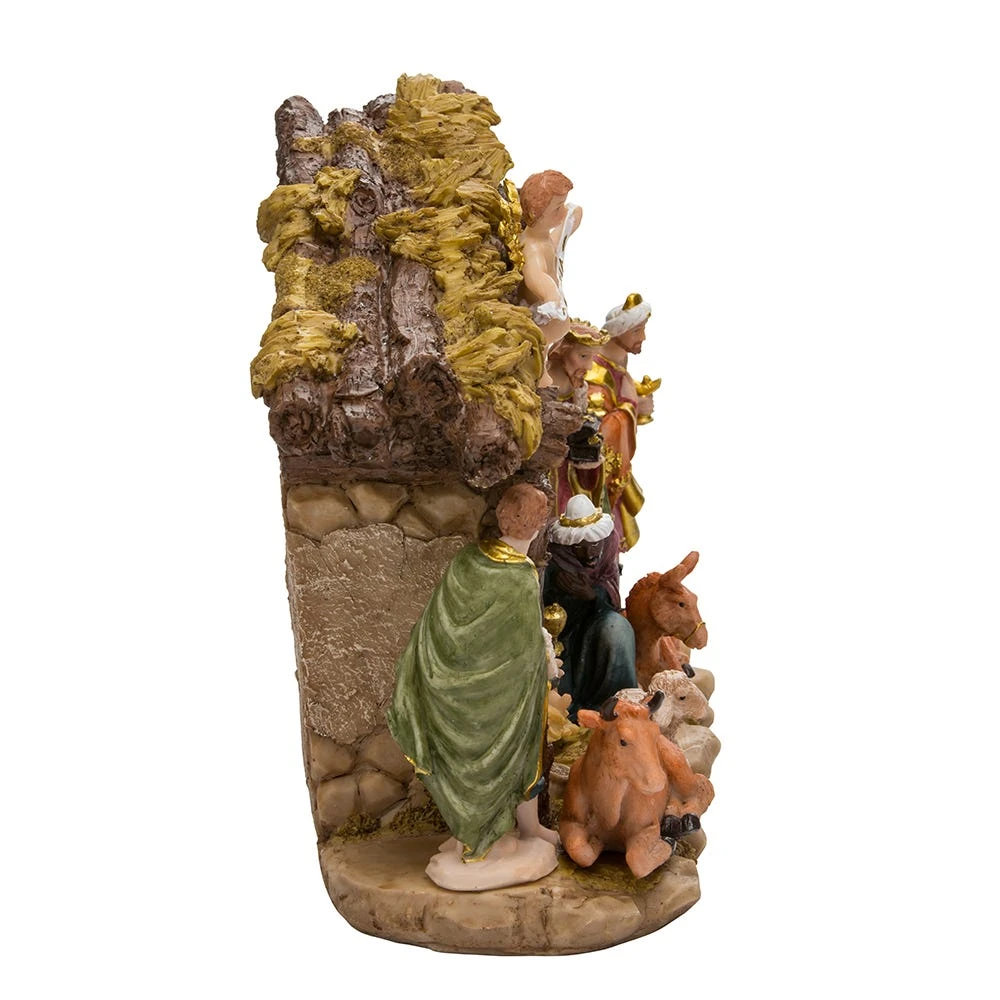 Kurt Adler Resin Nativity Set With Figures And Stable - 11-Piece Set - Image 3
