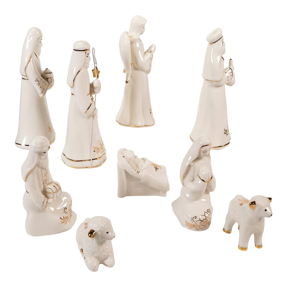 Kurt Adler 2-6.75-Inch Gold And White Nativity Table Piece, 9 Piece Set - Image 2