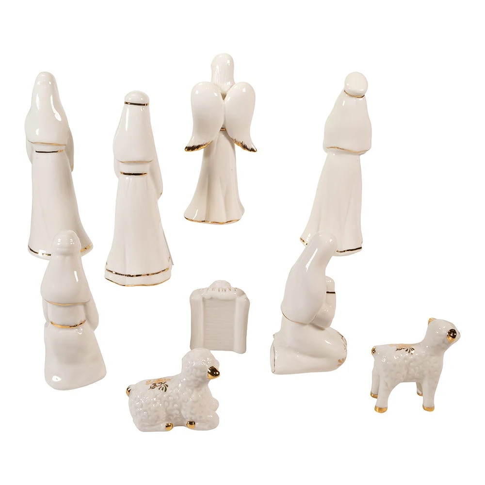 Kurt Adler 2-6.75-Inch Gold And White Nativity Table Piece, 9 Piece Set - Image 3
