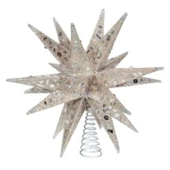Kurt Adler 12-Inch Champagne And Silver Glitter Moravian Star Treetop