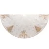Kurt Adler 72-Inch White Tree Skirt With Gold Glitter Tree And Reindeer Design