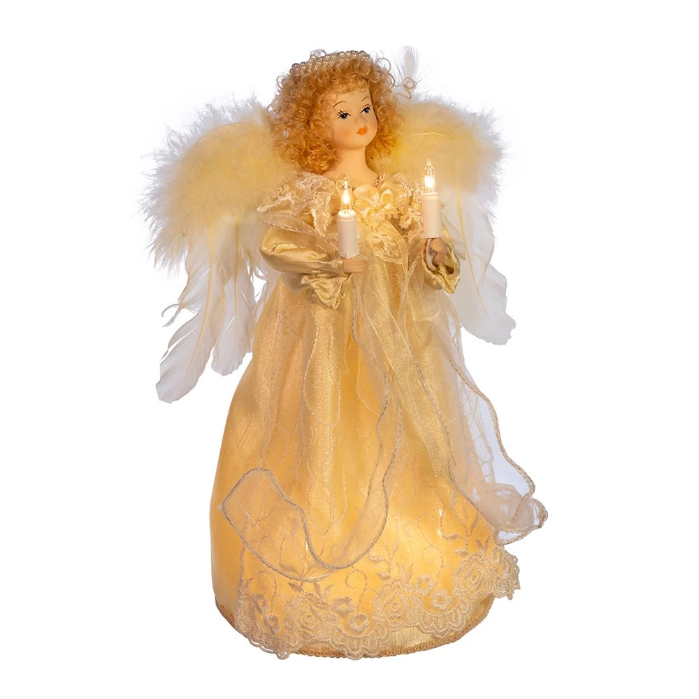 Kurt Adler 12-Inch UL 10-Light Ivory Angel Treetop With Fabric Hair - Image 2
