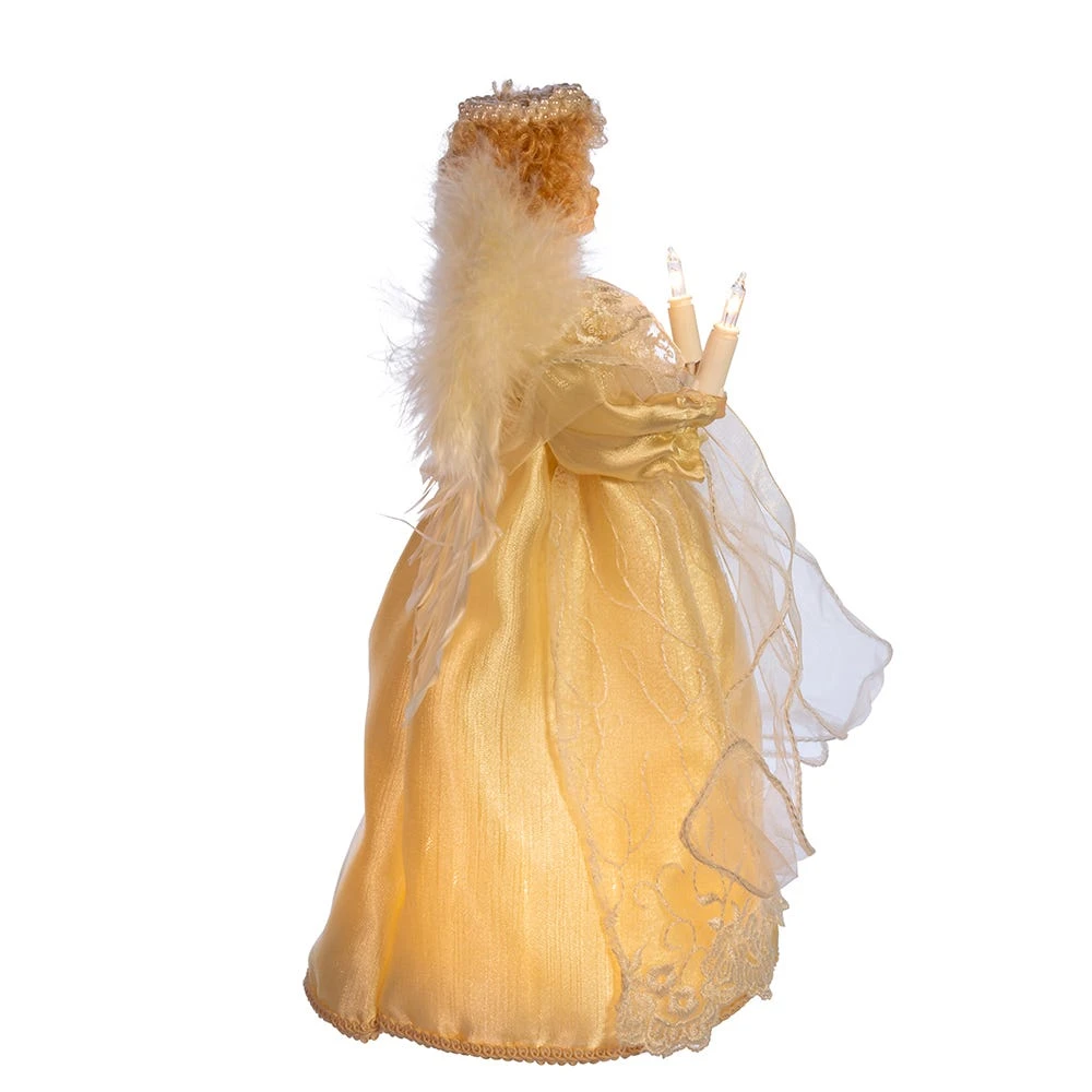 Kurt Adler 12-Inch UL 10-Light Ivory Angel Treetop With Fabric Hair - Image 3