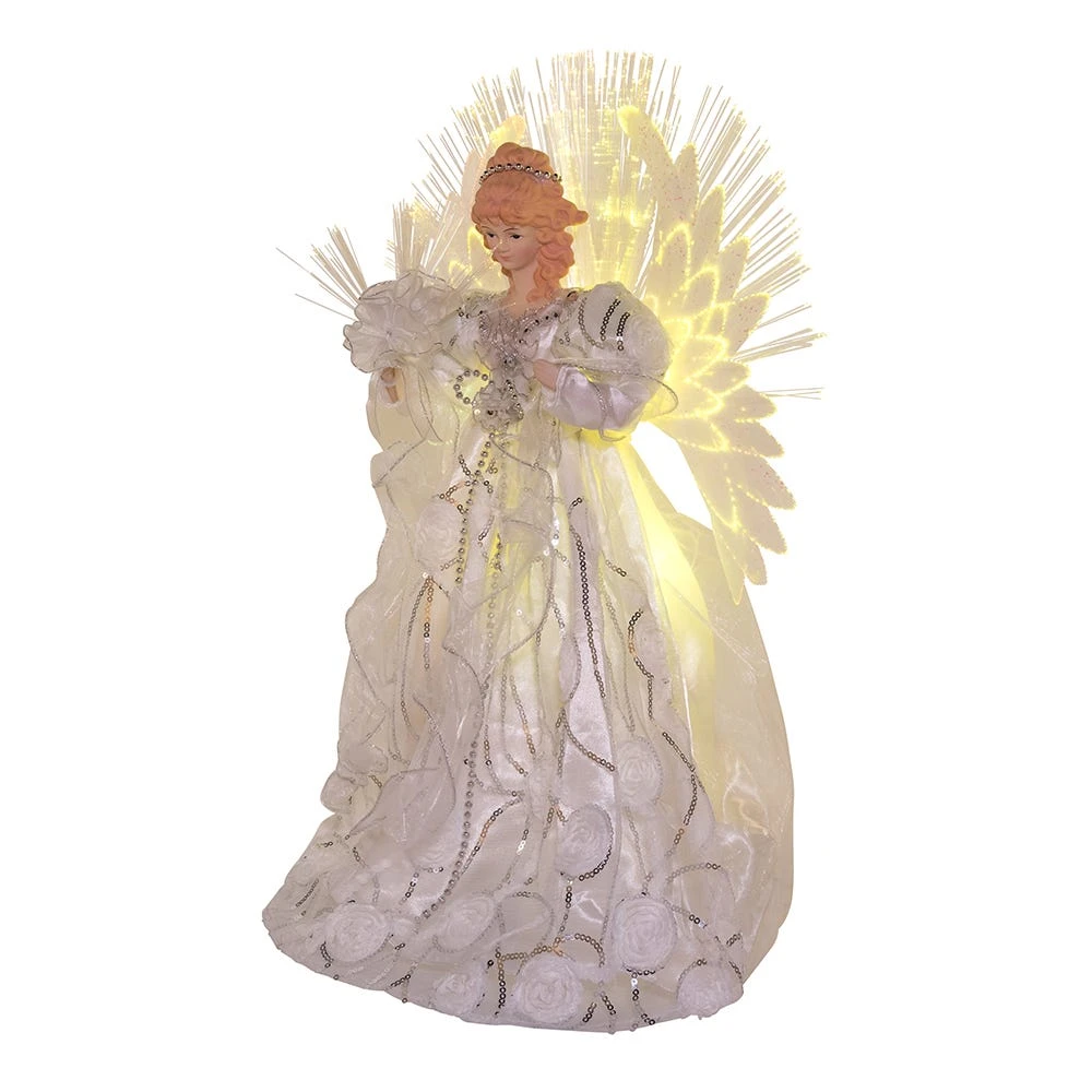 Kurt Adler 18-inch White And Silver Fiber-Optic LED Angel Treetop - Image 2