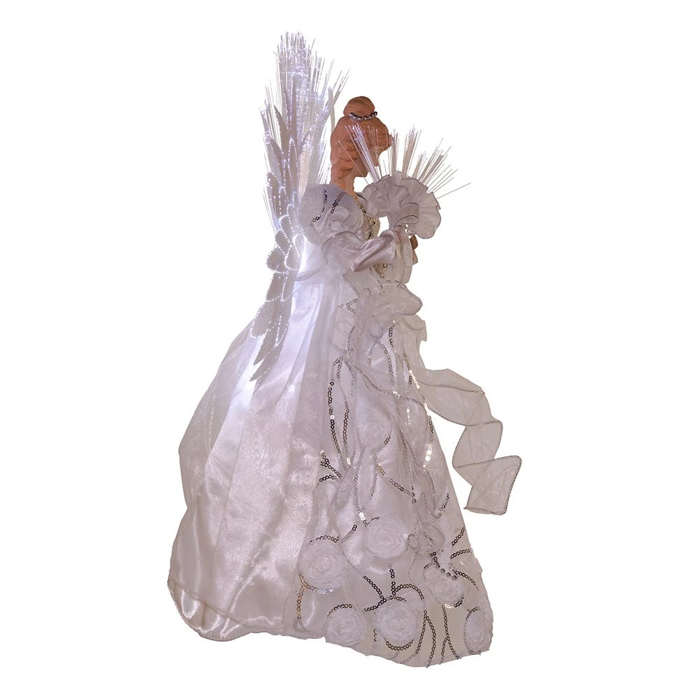Kurt Adler 18-inch White And Silver Fiber-Optic LED Angel Treetop - Image 3