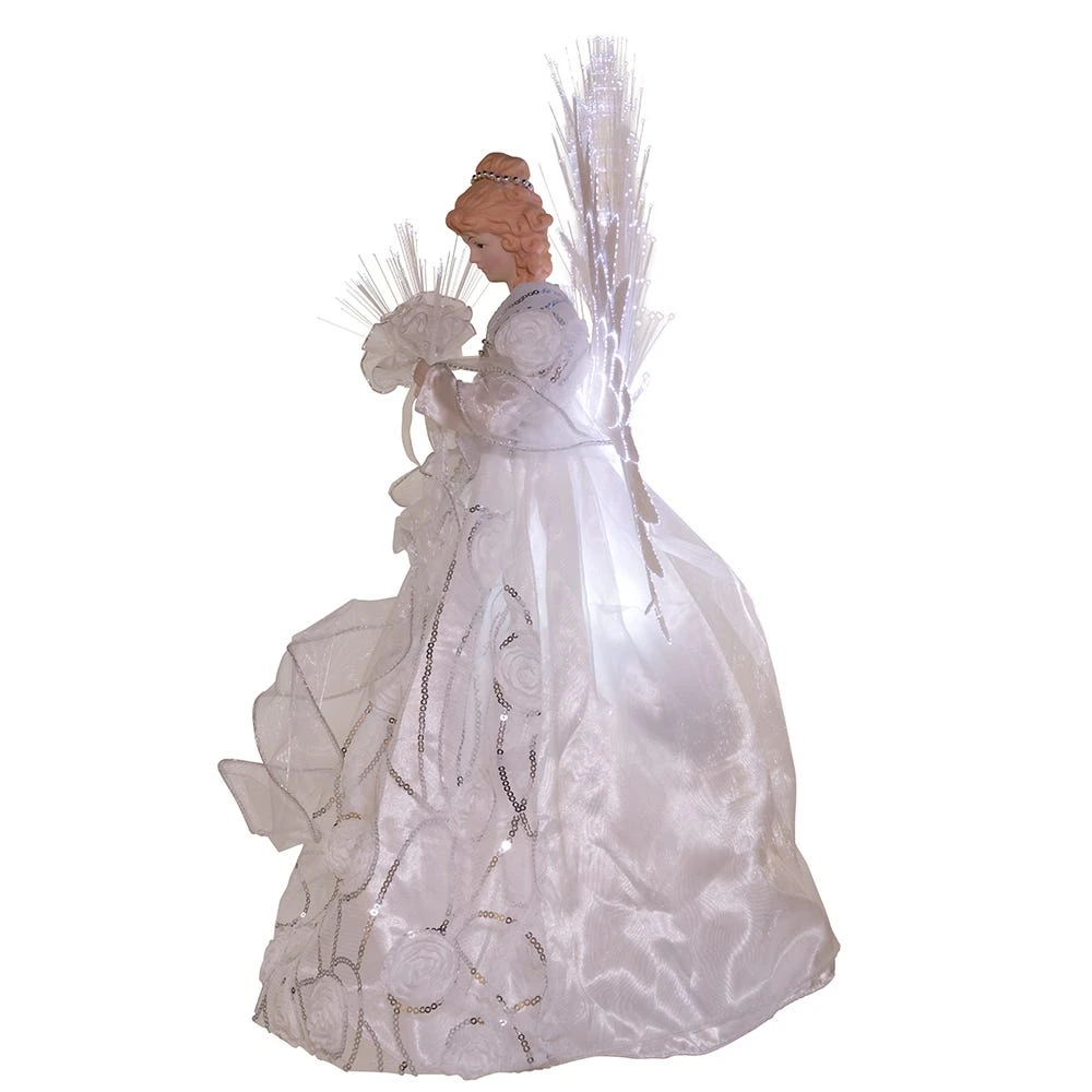 Kurt Adler 18-inch White And Silver Fiber-Optic LED Angel Treetop - Image 4