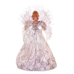 Kurt Adler 18-inch White And Silver Fiber-Optic LED Angel Treetop