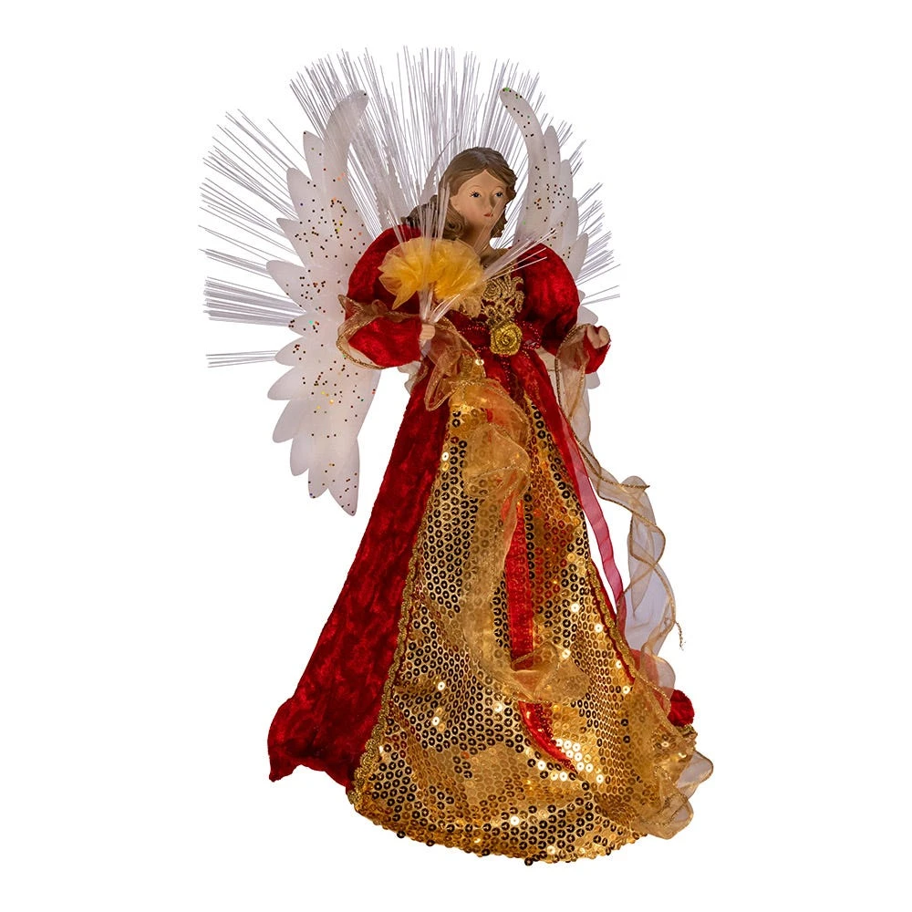 Kurt Adler 18-inch Red And Gold Multi-colored LED Fiber-Optic Angel Treetop - Image 2