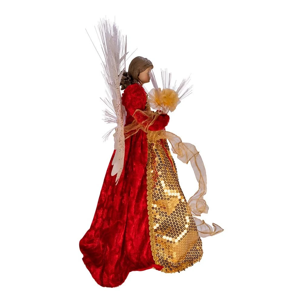 Kurt Adler 18-inch Red And Gold Multi-colored LED Fiber-Optic Angel Treetop - Image 3