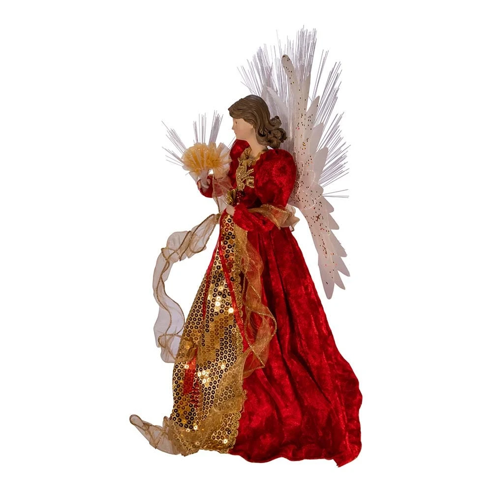 Kurt Adler 18-inch Red And Gold Multi-colored LED Fiber-Optic Angel Treetop - Image 4