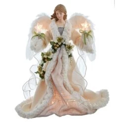 Kurt Adler 16-Inch UL 10-Light Ivory And Gray Angel Tree Topper